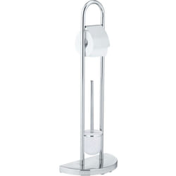 Serviteur wc 2en1 exclusif Cosenza Wenko Brosse wc à tête remplaçable et dérouleur papier toilette, Idéal petit espace, dim 33x84x18 cm, Chrome