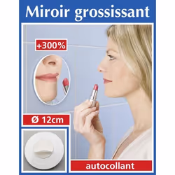 WENKO Miroir grossissant mural adhésif miroir grossissant x3 Plastique ø12 cm Chromé