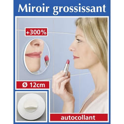 WENKO Miroir grossissant mural adhésif miroir grossissant x3 Plastique ø12 cm Chromé