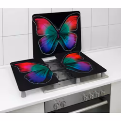 WENKO Papillon planche à découper pour cuisine Rectangulaire Verre, Plastique Multicolore