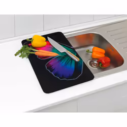 WENKO Papillon planche à découper pour cuisine Rectangulaire Verre, Plastique Multicolore - Vue supplémentaire 4