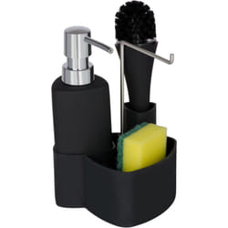 Wenko - Organiseur pour évier Empire Distributeur liquide vaisselle 250ml rechargeable, porte éponge, goupillon, Céramique soft touch, 11x19x12,5 cm,