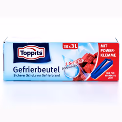 Toppits Gefrierbeutel, Translucide, Rectangle, 250 x 270 x 1 mm