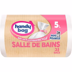 Handy Bag Sacs poubelle 5L Salle de bain à liens x35
