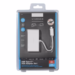 Vivanco IT-USBC VGA C HUB Avec fil USB 3.2 Gen 1 (3.1 Gen 1) Type-C Blanc