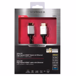 Vivanco Premium Ultra HD High Speed câble HDMI 2 m HDMI Type A (Standard) Aluminium, Noir, Blanc