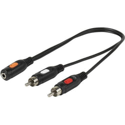 Vivanco 46/05 01 câble audio 0,2 m 2x RCA 3,5 mm Noir