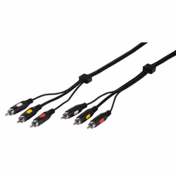 Vivanco 47/50 20AV, 3 x RCA, Mâle, 3 x RCA, Mâle, 2 m, Noir