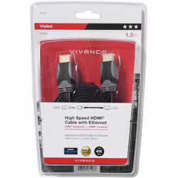 Vivanco 47/10 15FG câble HDMI 1,5 m HDMI Type A (Standard) Noir, Gris