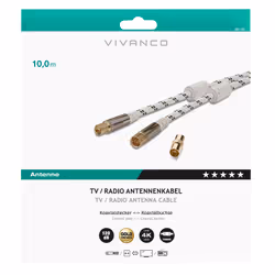 Vivanco 48/40 100GMW câble coaxial 10 m IEC Noir, Blanc