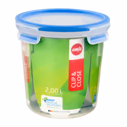 EMSA CLIP &amp; CLOSE, Boîte, Rond, 2 L, Bleu, Transparent, Polypropylène (PP), Élastomère thermoplastique (TPE), Allemagne