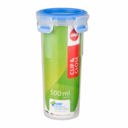 EMSA CLIP & CLOSE, Boîte, Rond, 0,5 L, Bleu, Transparent, Polypropylène (PP), Élastomère thermoplastique (TPE), Allemagne
