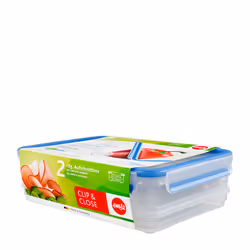 EMSA CLIP &amp; CLOSE, Boîte, Rectangulaire, 2,65 L, Bleu, Transparent, Polypropylène (PP), Élastomère thermoplastique (TPE), ...