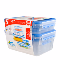 EMSA 512753, Boîte, Rectangulaire, Bleu, Translucide, Polypropylène (PP), Élastomère thermoplastique (TPE), Allemagne, 250 ml