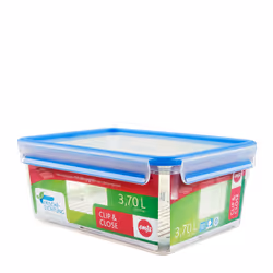 EMSA CLIP &amp; CLOSE, Boîte, Rectangulaire, 3,7 L, Transparent, Polypropylène (PP), Élastomère thermoplastique (TPE), Allema ...