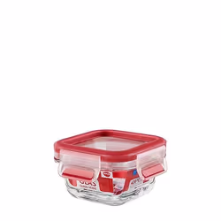EMSA Clip & Close Glas, Boîte, Carré, 0,2 L, Rouge, Transparent, Polypropylène (PP), Élastomère thermoplastique (TPE), Al ...