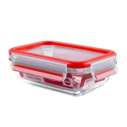 EMSA CLIP & CLOSE Glas Rectangulaire Boîte 0,5 L Rouge, Transparent 1 pièce(s)