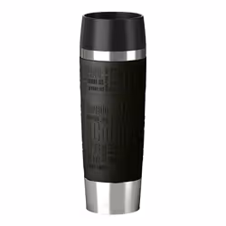 EMSA TRAVEL MUG Grande, Régler, 0,5 L, Noir, Acier inoxydable, Silicone, Acier inoxydable, 12 h, 6 h