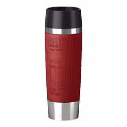 EMSA TRAVEL MUG Grande, Unique, 0,5 L, Noir, Rouge, Acier inoxydable, Polypropylène (PP), Silicone, Acier inoxydable, 12 h, 6 ...