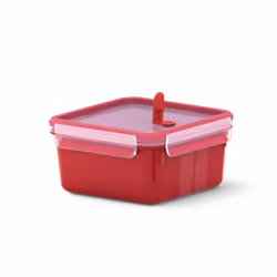 EMSA CLIP &amp; MICRO, Boîte, Carré, 1,3 L, Rouge, Transparent, Plastique, Allemagne