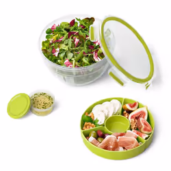 EMSA CLIP & GO Salad box XL Rond Boîte 2,6 L Vert, Transparent 3 pièce(s)