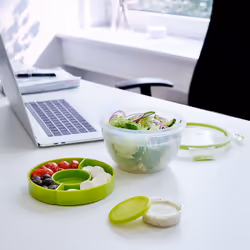 EMSA CLIP & GO Salad box XL Rond Boîte 2,6 L Vert, Transparent 3 pièce(s)