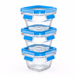 EMSA CLIP &amp; CLOSE N1050700, Régler, Carré, Bleu, Transparent, Verre, 420 °C, -40 - 420 °C