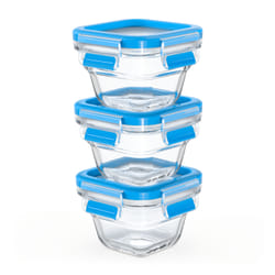 EMSA CLIP & CLOSE N1050700 boîte hermétique alimentaire Carré Régler Bleu, Transparent 3 pièce(s)