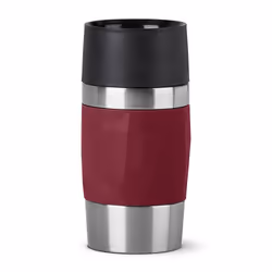 EMSA Travel Mug Compact, Rouge, Acier inoxydable, Silicone, Acier inoxydable, Polypropylène (PP), Café, Thé, 300 ml, 7,2 cm