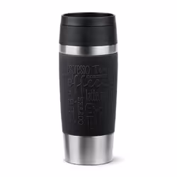 EMSA Travel Mug Classic N2020200, Noir, Acier inoxydable, Silicone, Acier inoxydable, Polypropylène (PP), 4 h, 8 h