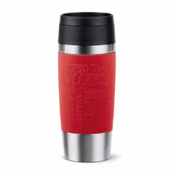 EMSA Travel Mug Classic N2020400, Noir, Rouge, Acier inoxydable, Silicone, Acier inoxydable, Polypropylène (PP), 4 h, 8 h
