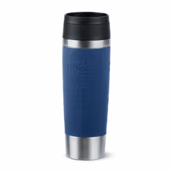 EMSA Travel Mug Classic N2022100, Noir, Bleu, Acier inoxydable, Silicone, Acier inoxydable, Polypropylène (PP), 4 h, 8 h
