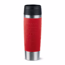 EMSA Travel Mug Classic N2022200, Noir, Rouge, Acier inoxydable, Silicone, Acier inoxydable, Polypropylène (PP), 4 h, 8 h
