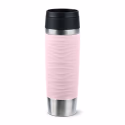 EMSA Travel Mug Waves Grande, Rose, Acier inoxydable, Silicone, Acier inoxydable, Polypropylène (PP), 500 ml, 8,3 cm, 240 mm