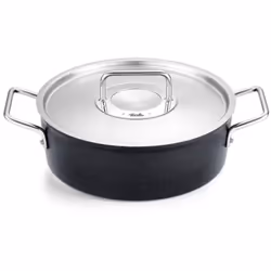 Cocotte Fissler Adamant 28 cm, idéale pour mijoter de grandes quantités avec facilité.