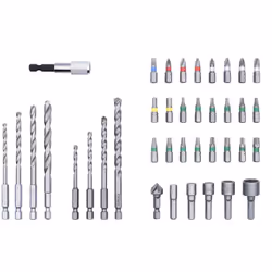 Coffret composé de : 14 embouts TORX 25mm 4 embouts PZ 25mm 3 embouts PH 25mm 2 embouts HEX 25mm 1 embout SLOT 25mm 5 douille ...