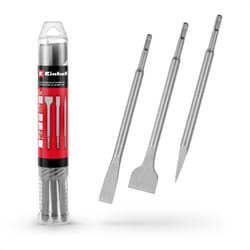 Einhell - Set de 3 burins sds Plus, 250 mm (burin pointu, burin plat de 20 mm de large, burin de bêche de 40 mm de large en acier 40Cr)