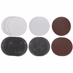Le kit d’accessoires comprend 15 feuilles et grilles abrasives de de diamètre 180 mm et différents grains. Avec 10 grilles ab ...