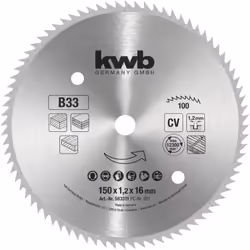 Informations techniques Dimension produit, Ø : 150 mm Ø de perçage : 16 mm Lames de scie circulaire en bois profilé pour scie ...