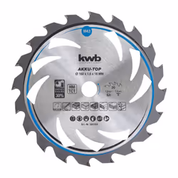 KWB Einhell 49584354 Lame de scie circulaire HM TCT Bois Plastique 160x16 mm M43 20T 1,6mm Caractéristiques : Pointe en carbu ...