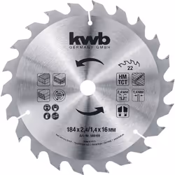 Informations techniques Dimension produit, Ø : 184 mm Ø de perçage : 16 mm Lame de scie pour scie circulaire manuelle Ø 184 x ...