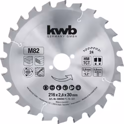 Einhell 49588255, Bois dur, Laminé, Plastique, 21,6 cm, 2,8 mm, Pointe au carbure de tungstène (TCC), 1,8 mm, 8900 tr/min