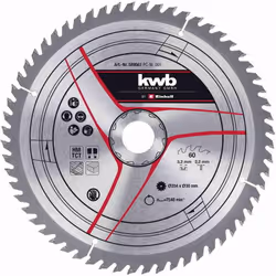 Lame de scie TCT 60 dents, Ø 254 mm, alésage central 30 mm, épaisseur 2,2 mm Pour bois durs, bois tendres, contreplaqués et b ...
