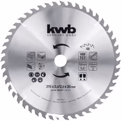 Informations techniques Dimension produit, Ø : 315 mm compatibilité du matériau : aggloméré Ø de perçage : 30 mm Lame de scie ...