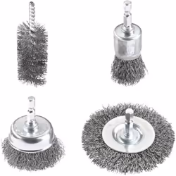 Informations techniques Matériau : fil d'acier Taille du filetage : 1/4" (6.3 mm) Jeu de brosses métalliques pour perceuses L ...