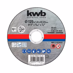 Disque à tronçonner KWB 125x22,23x1mm