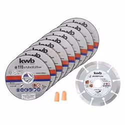 kwb Disque à tronçonner diamant fin pour meuleuse dangle 115 mm Flex pour acier inoxydable dans boîte de rangement