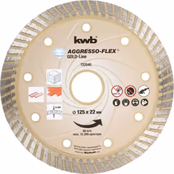 kwb 722540, Disque de coupe, Brique, Béton, Granit, Toutes marques, Or, 1 pièce(s)