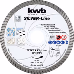 Informations techniques Dimension produit, Ø : 125 mm Ø de perçage : 22.23 mm Disque de séparation diamanté SILVER-Line, 125 ...