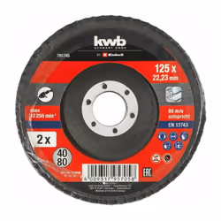 Disques à lamelles de diamètre 125 mm avec alésage central de 22,23 mm Le kit comprend deux disques abrasifs à lamelles : 1 d ...